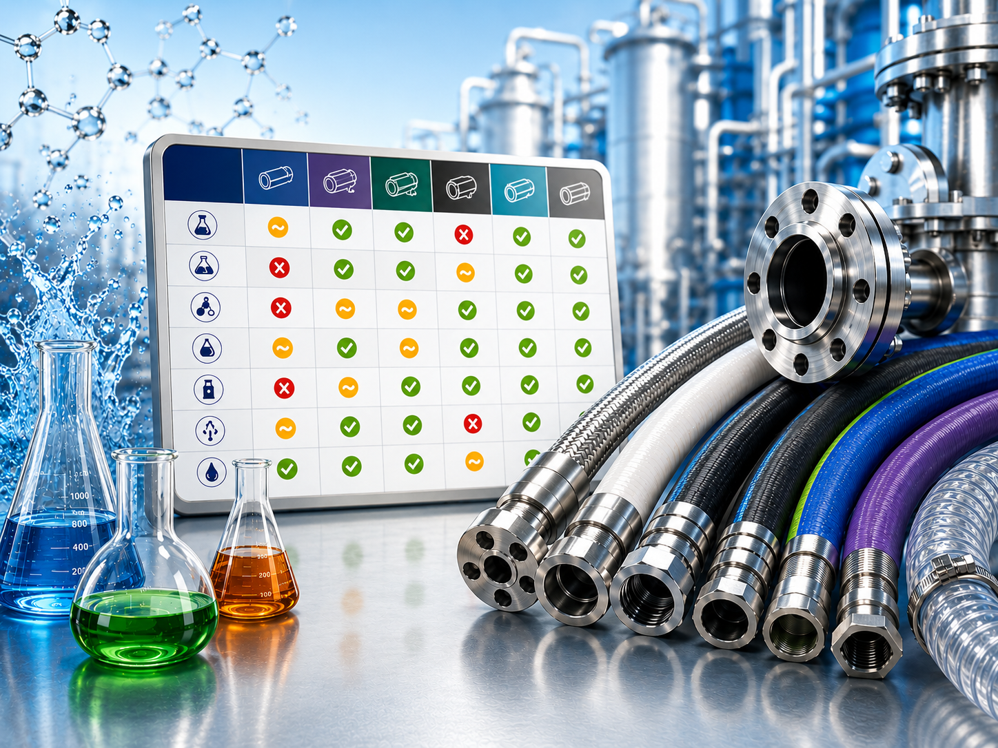 AVF – Tableau de compatibilité chimique des tuyaux et flexibles industriels